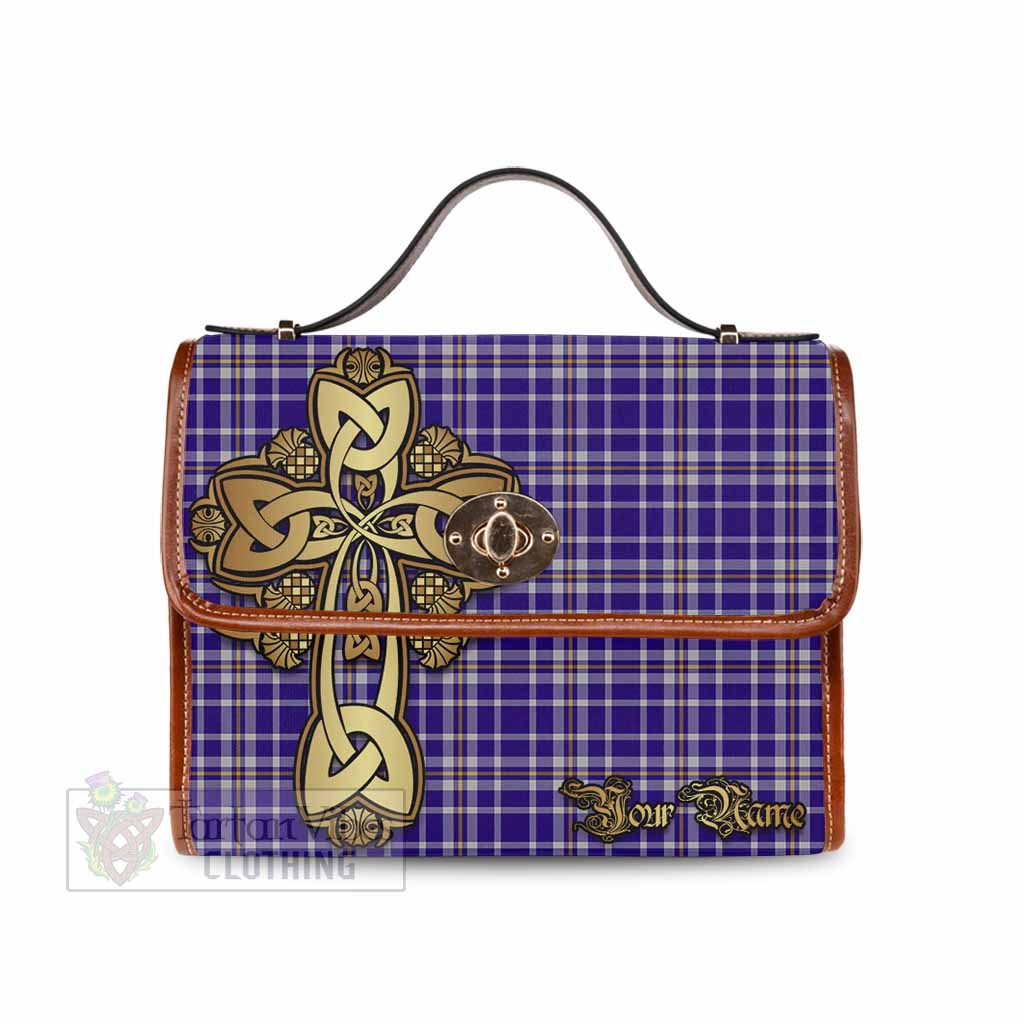 Tartan Vibes Clothing Ochterlony Tartan Waterproof Canvas Bag Golden Thistle Celtic Cross Style