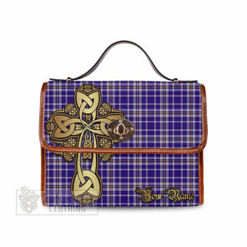 Tartan Vibes Clothing Ochterlony Tartan Waterproof Canvas Bag Golden Thistle Celtic Cross Style