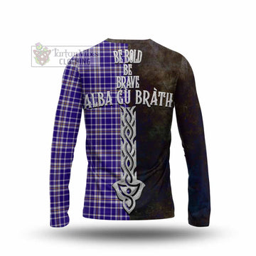 Tartan Vibes Clothing Ochterlony Tartan Family Crest Long Sleeve T-Shirt Alba Gu Brath Be Brave Lion Ancient Style