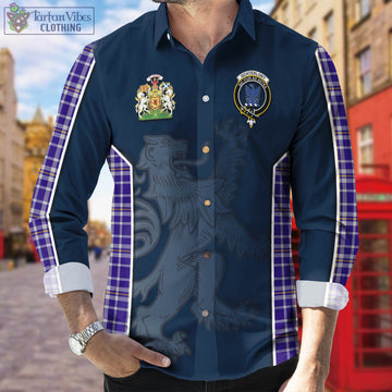 Ochterlony Tartan Long Sleeve Button Up Shirt with Family Crest and Lion Rampant Vibes Sport Style - Tartan Vibes Clothing