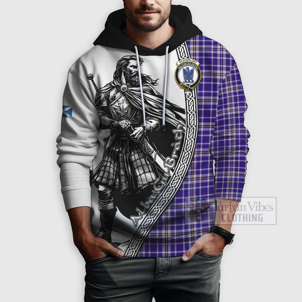 Ochterlony Tartan Clan Crest Hoodie with Highlander Warrior Celtic Style - Tartan Vibes Clothing