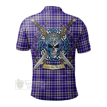 Ochterlony Tartan Polo Shirt with Family Crest Celtic Skull Style - Tartan Vibes Clothing