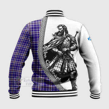 Ochterlony Tartan Clan Crest Baseball Jacket with Highlander Warrior Celtic Style - Tartan Vibes Clothing