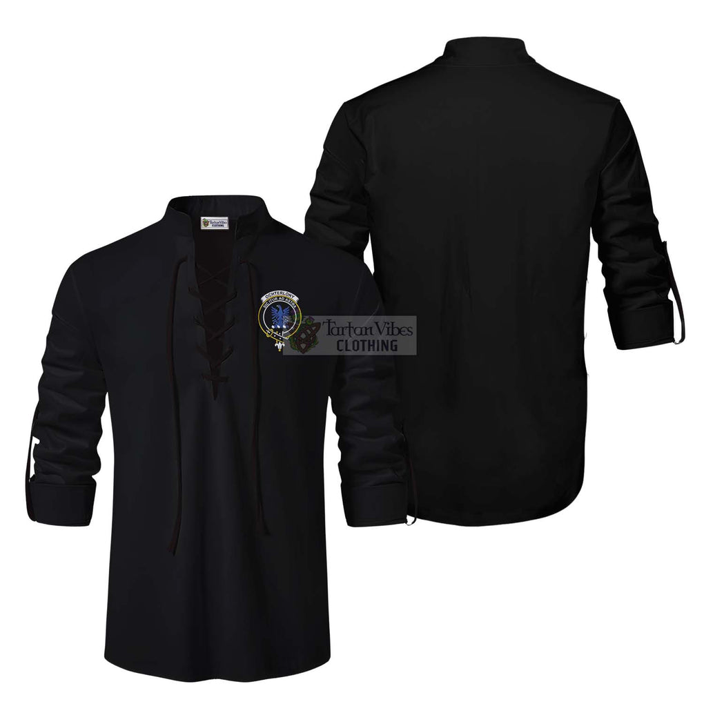 Ochterlony Clan Crest Ghillie Kilt Shirt Men Black - 2D-tartanvibesclothing