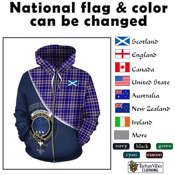 Ochterlony Tartan Hoodie with Personalised National Flag and Family Crest Half Style - Tartan Vibes Clothing
