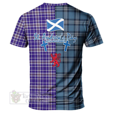 Ochterlony Tartan T-Shirt Happy St. Andrew's Day Half Tartan Style