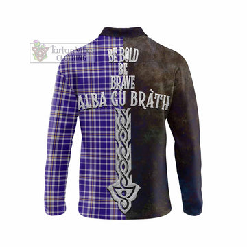 Tartan Vibes Clothing Ochterlony Tartan Family Crest Long Sleeve Polo Shirt Alba Gu Brath Be Brave Lion Ancient Style