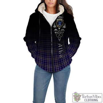 Ochterlony Tartan Sherpa Hoodie Featuring Alba Gu Brath Family Crest Celtic Inspired - Tartan Vibes Clothing