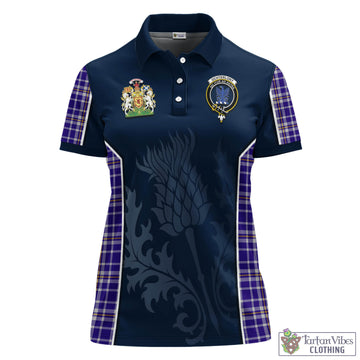Tartan Vibes Clothing Ochterlony Tartan Women's Polo Shirt with Family Crest and Scottish Thistle Vibes Sport Style