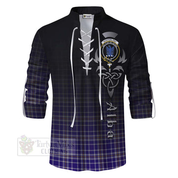 Ochterlony Tartan Ghillie Kilt Shirt Featuring Alba Gu Brath Family Crest Celtic Inspired - Tartan Vibes Clothing