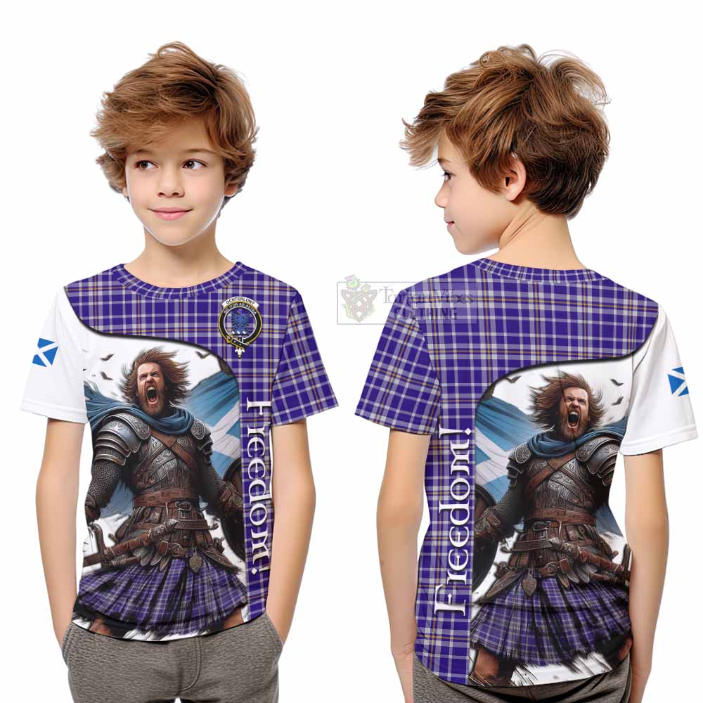 Tartan Vibes Clothing Ochterlony Crest Tartan Kid T-Shirt Inspired by the Freedom of Scottish Warrior