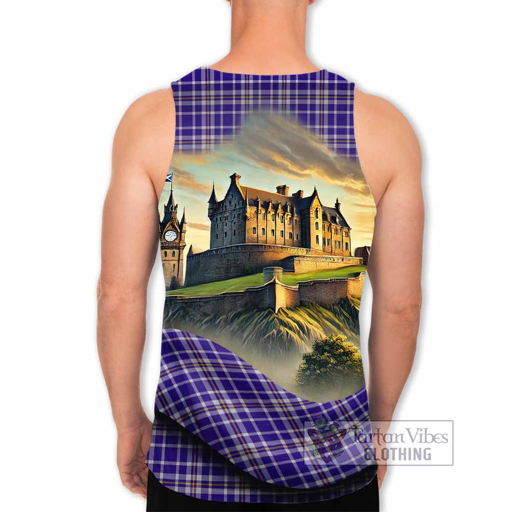 Ochterlony Tartan Family Crest Men's Tank Top with Scottish Ancient Castle Style - Tartan Vibes Clothing