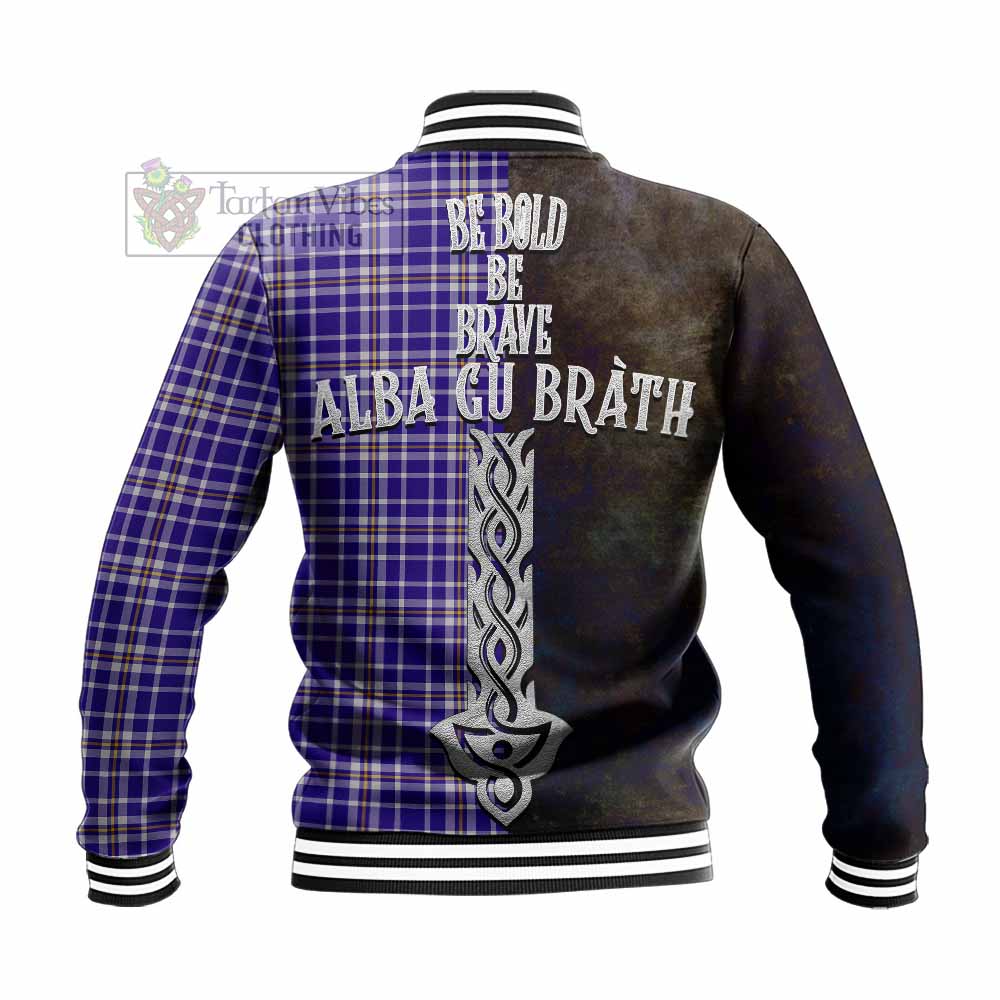 Ochterlony Tartan Family Crest Baseball Jacket Alba Gu Brath Be Brave Lion Ancient Style - Tartan Vibes Clothing