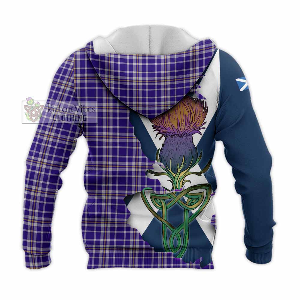 Ochterlony Tartan Family Crest Knitted Hoodie Scottish Thistle Celtic Inspired - Tartan Vibes Clothing