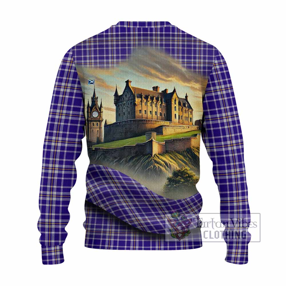 Ochterlony Tartan Family Crest Knitted Sweater with Scottish Ancient Castle Style - Tartan Vibes Clothing