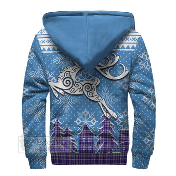 Ochterlony Clan Christmas Sherpa Hoodie Celtic Reindeer Style - Tartan Vibes Clothing