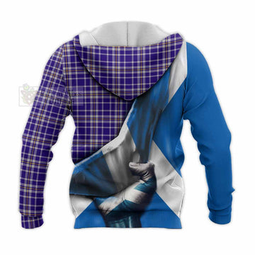 Ochterlony Tartan Knitted Hoodie with Family Crest Scotland Patriotic Style - Tartan Vibes Clothing
