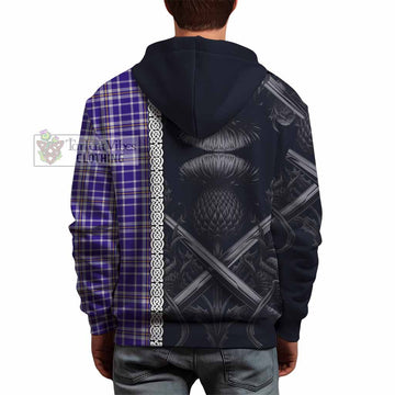 Ochterlony Tartan Hoodie with Family Crest Cross Sword Thistle Celtic Vibes - Tartan Vibes Clothing