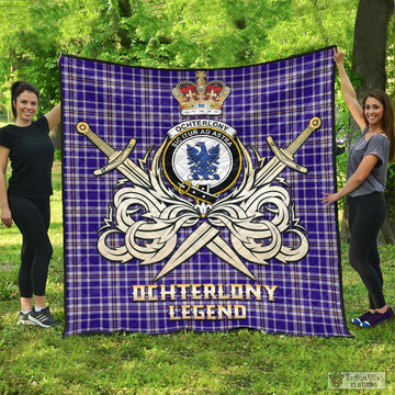 Ochterlony Tartan Quilt with Clan Crest and the Golden Sword of Courageous Legacy - Tartan Vibes Clothing