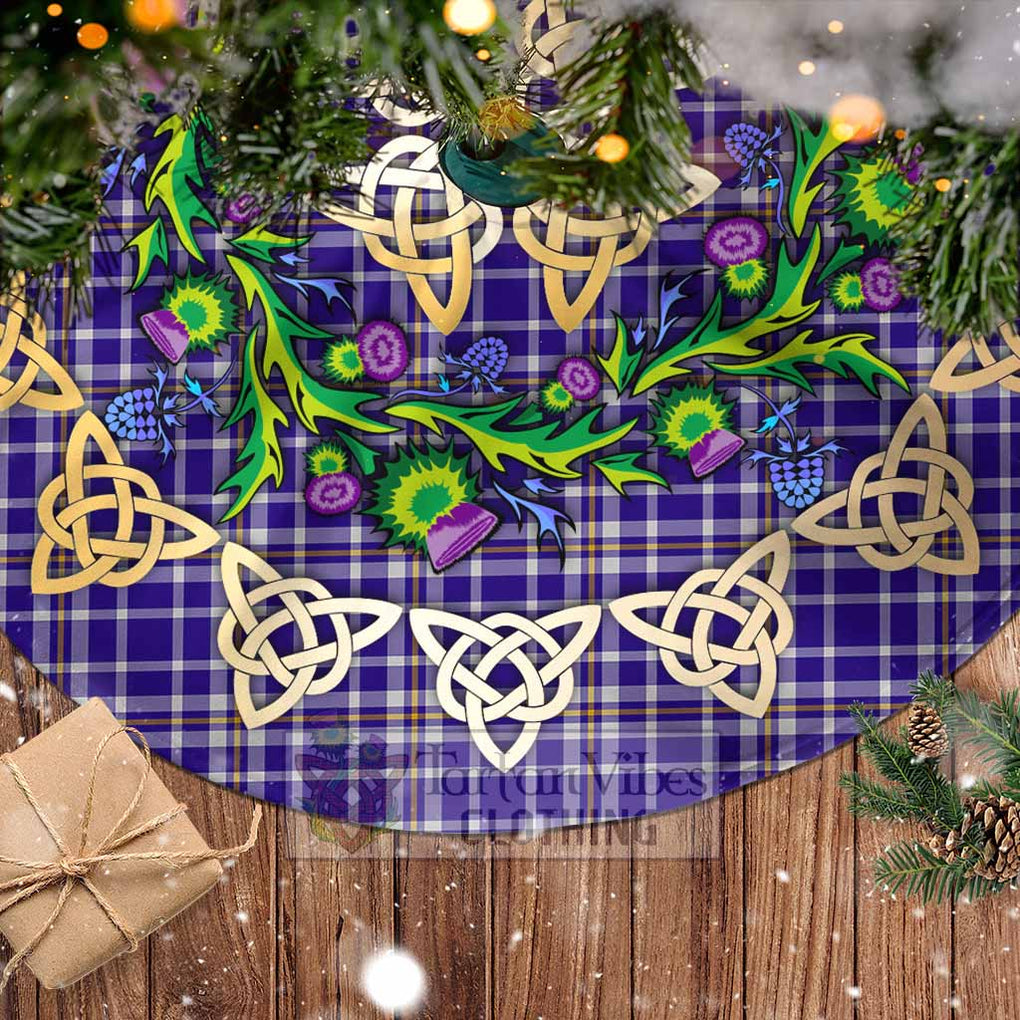 Tartan Vibes Clothing Ochterlony Tartan Christmas Tree Skirt with Thistle Celtic Knot Style