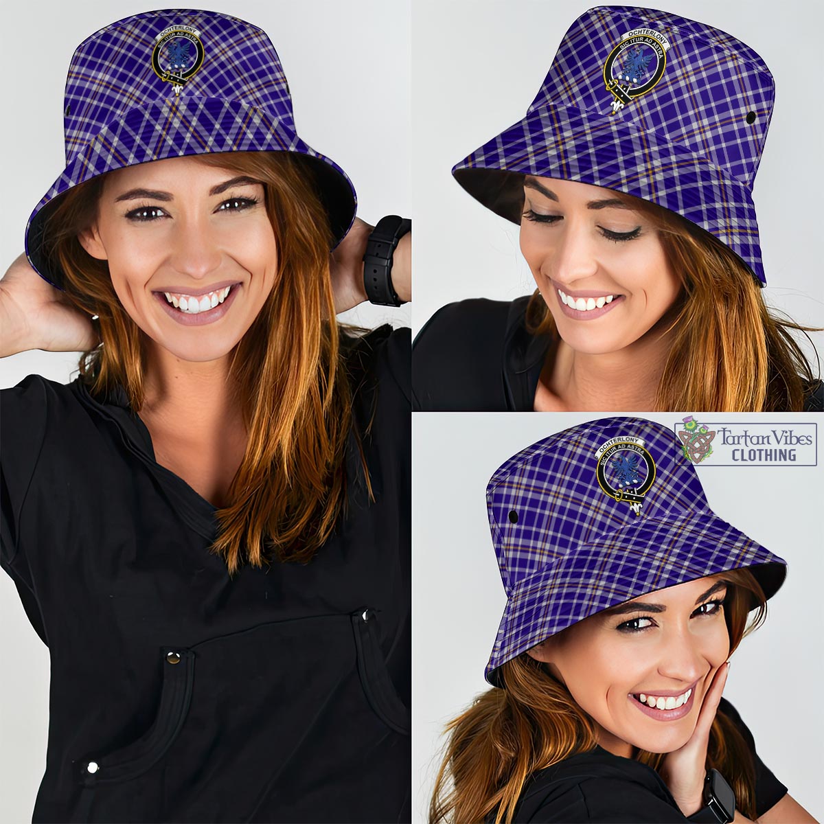 Ochterlony Tartan Bucket Hat with Family Crest - Tartan Vibes Clothing