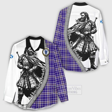 Ochterlony Tartan Clan Crest Women's Casual Shirt with Highlander Warrior Celtic Style - Tartan Vibes Clothing