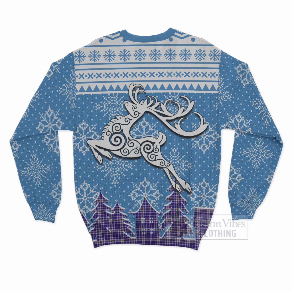 Ochterlony Clan Christmas Sweatshirt Celtic Reindeer Style - Tartan Vibes Clothing