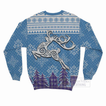 Ochterlony Clan Christmas Sweatshirt Celtic Reindeer Style - Tartan Vibes Clothing