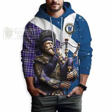 Ochterlony Tartan Hoodie with Family Crest Scottish Bagpiper Vibes - Tartan Vibes Clothing