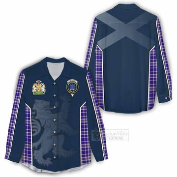Ochterlony Tartan Women's Casual Shirt with Family Crest and Lion Rampant Vibes Sport Style - Tartan Vibes Clothing