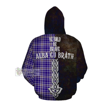 Tartan Vibes Clothing Ochterlony Tartan Family Crest Cotton Hoodie Alba Gu Brath Be Brave Lion Ancient Style