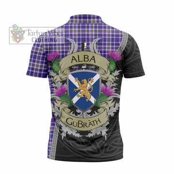 Ochterlony Tartan Family Crest Zipper Polo Shirt Lion Rampant Royal Thistle Shield Celtic Inspired - Tartan Vibes Clothing