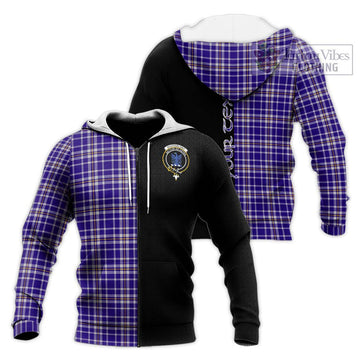 Ochterlony Tartan Knitted Hoodie with Family Crest and Half Of Me Style Unisex Knitted Zip Hoodie - Tartan Vibes Clothing