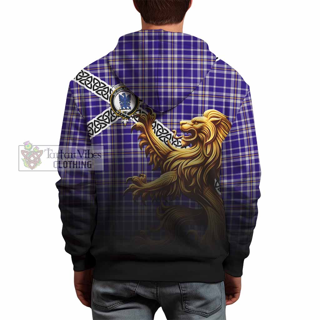 Ochterlony Crest Tartan Hoodie with Golden Lion Emblem Celtic Style - Tartan Vibes Clothing