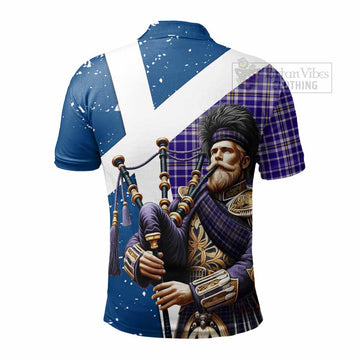 Ochterlony Tartan Polo Shirt with Family Crest Scottish Bagpiper Vibes - Tartan Vibes Clothing