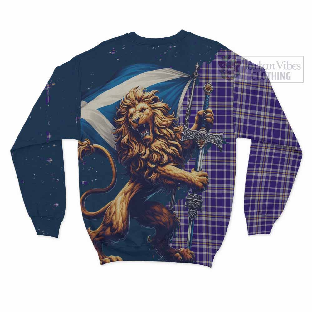 Ochterlony Tartan Family Crest Sweatshirt with Scottish Majestic Lion - Tartan Vibes Clothing