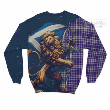 Ochterlony Tartan Family Crest Sweatshirt with Scottish Majestic Lion - Tartan Vibes Clothing