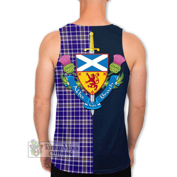 Ochterlony Tartan Men's Tank Top Alba with Scottish Lion Royal Arm Half Style - Tartan Vibes Clothing