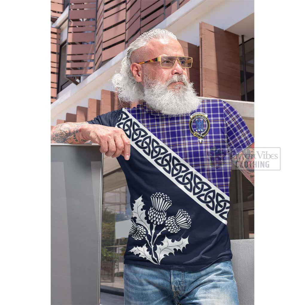 Ochterlony Tartan Cotton T-shirt Featuring Thistle and Scotland Map Men's Shirt - Tartan Vibes Clothing