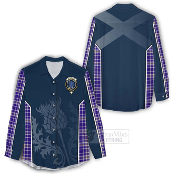 Tartan Vibes Clothing Ochterlony Tartan Women's Casual Shirt with Family Crest and Scottish Thistle Vibes Sport Style