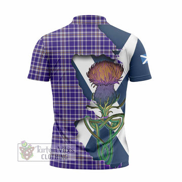 Ochterlony Tartan Family Crest Zipper Polo Shirt Scottish Thistle Celtic Inspired - Tartan Vibes Clothing