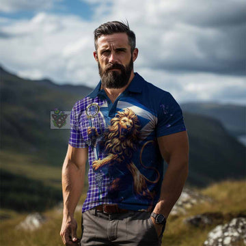 Ochterlony Tartan Family Crest Men's Polo Shirt with Scottish Majestic Lion - Tartan Vibes Clothing