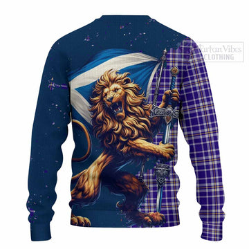 Ochterlony Tartan Family Crest Knitted Sweater with Scottish Majestic Lion - Tartan Vibes Clothing