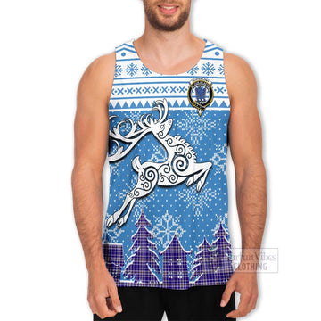 Ochterlony Clan Christmas Men's Tank Top Celtic Reindeer Style - Tartan Vibes Clothing