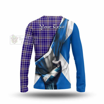 Ochterlony Tartan Long Sleeve T-Shirt with Family Crest Scotland Patriotic Style - Tartan Vibes Clothing