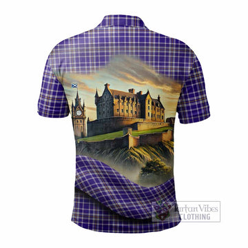 Tartan Vibes Clothing Ochterlony Tartan Family Crest Polo Shirt with Scottish Ancient Castle Stype