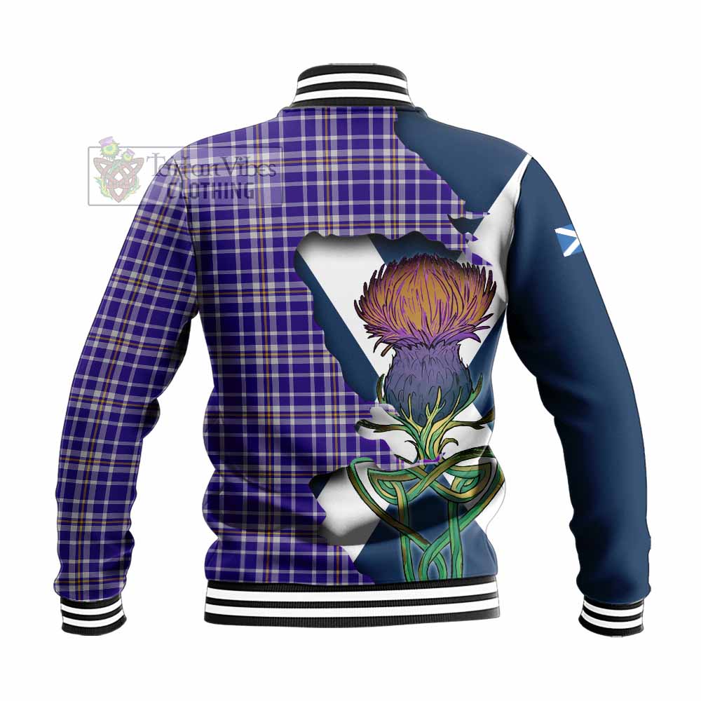 Ochterlony Tartan Family Crest Baseball Jacket Scottish Thistle Celtic Inspired - Tartan Vibes Clothing