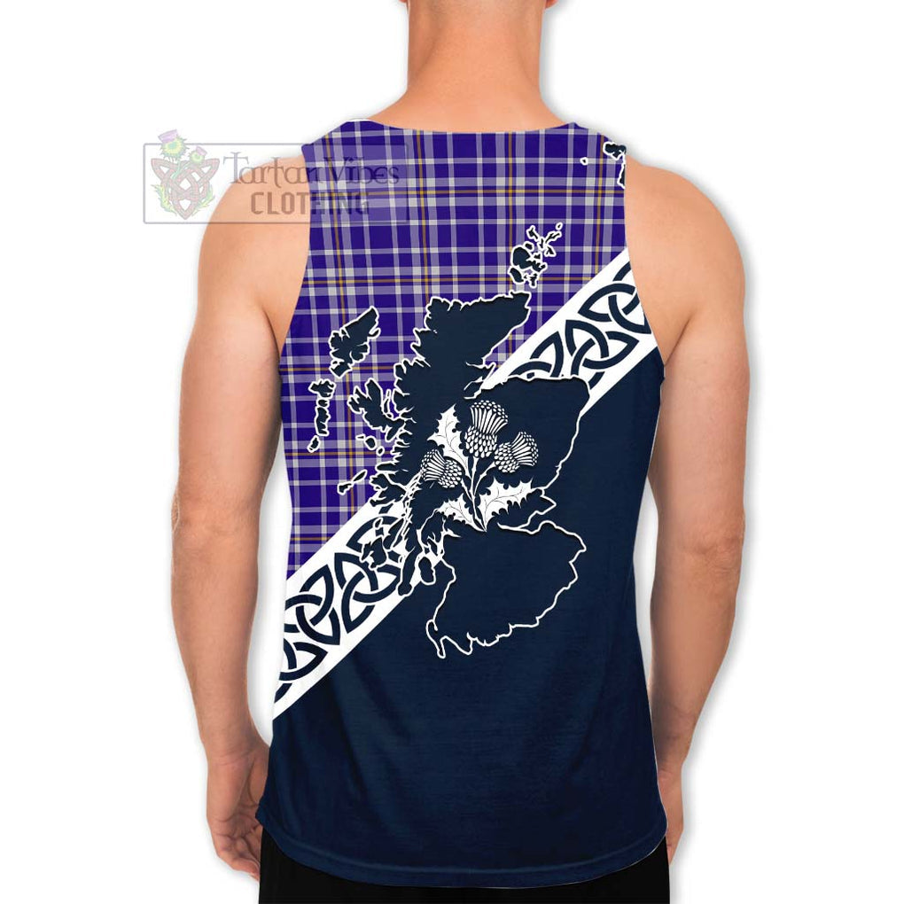 Ochterlony Tartan Men's Tank Top Featuring Thistle and Scotland Map - Tartan Vibes Clothing