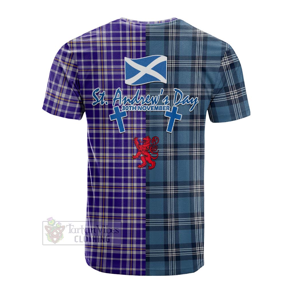 Tartan Vibes Clothing Ochterlony Tartan Cotton T-shirt Happy St. Andrew's Day Half Tartan Style