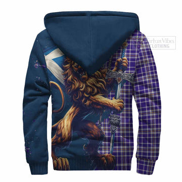 Ochterlony Tartan Family Crest Sherpa Hoodie with Scottish Majestic Lion - Tartan Vibes Clothing
